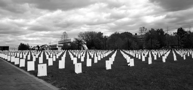 looking out over the tombstones