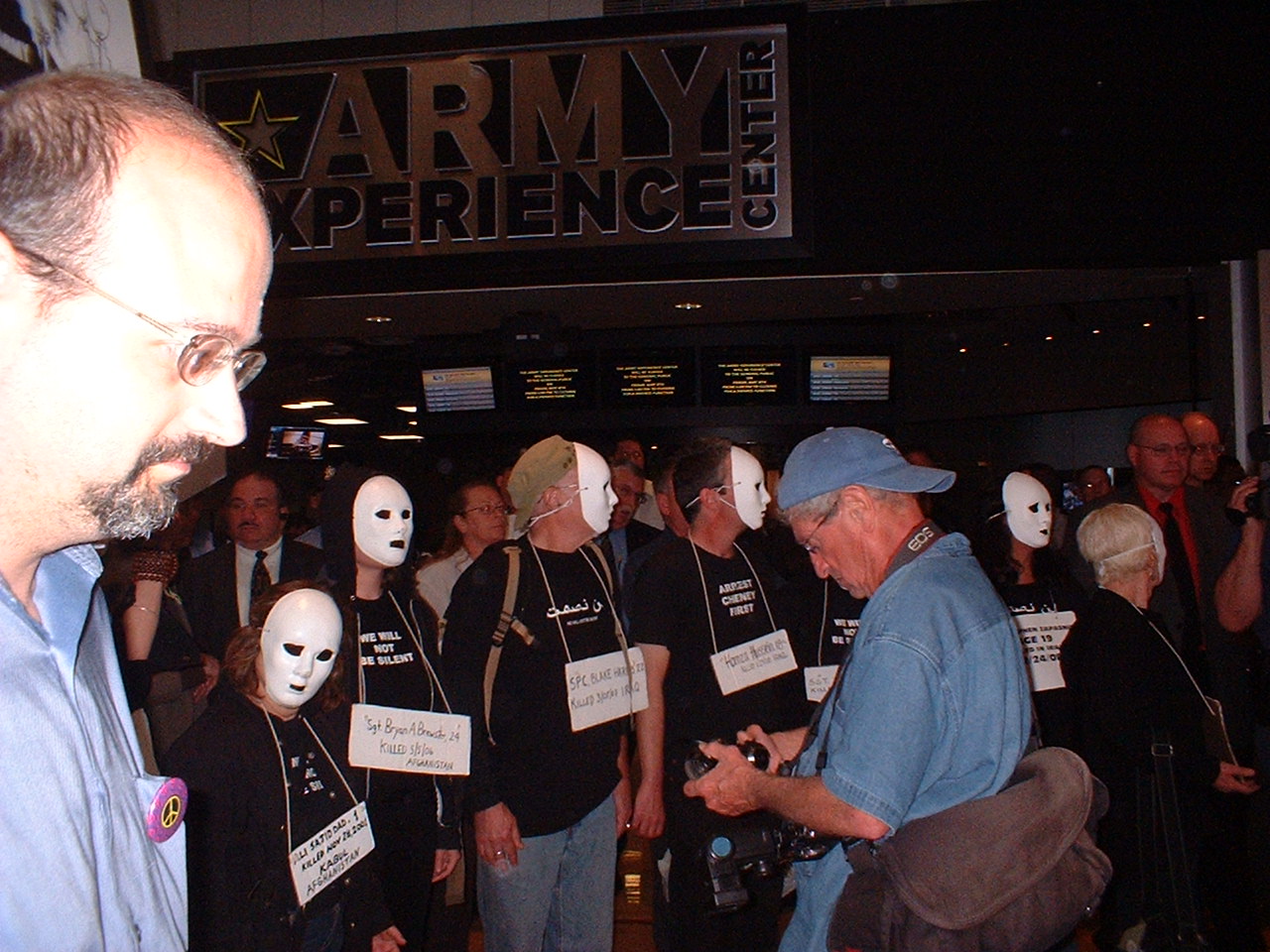 protesters in masks