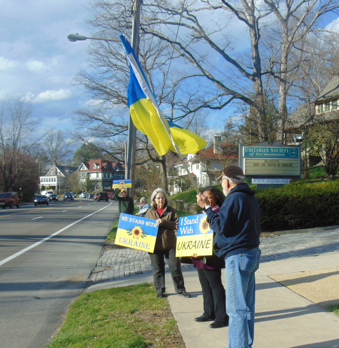 in front of church