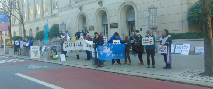 protest at Feterman's office